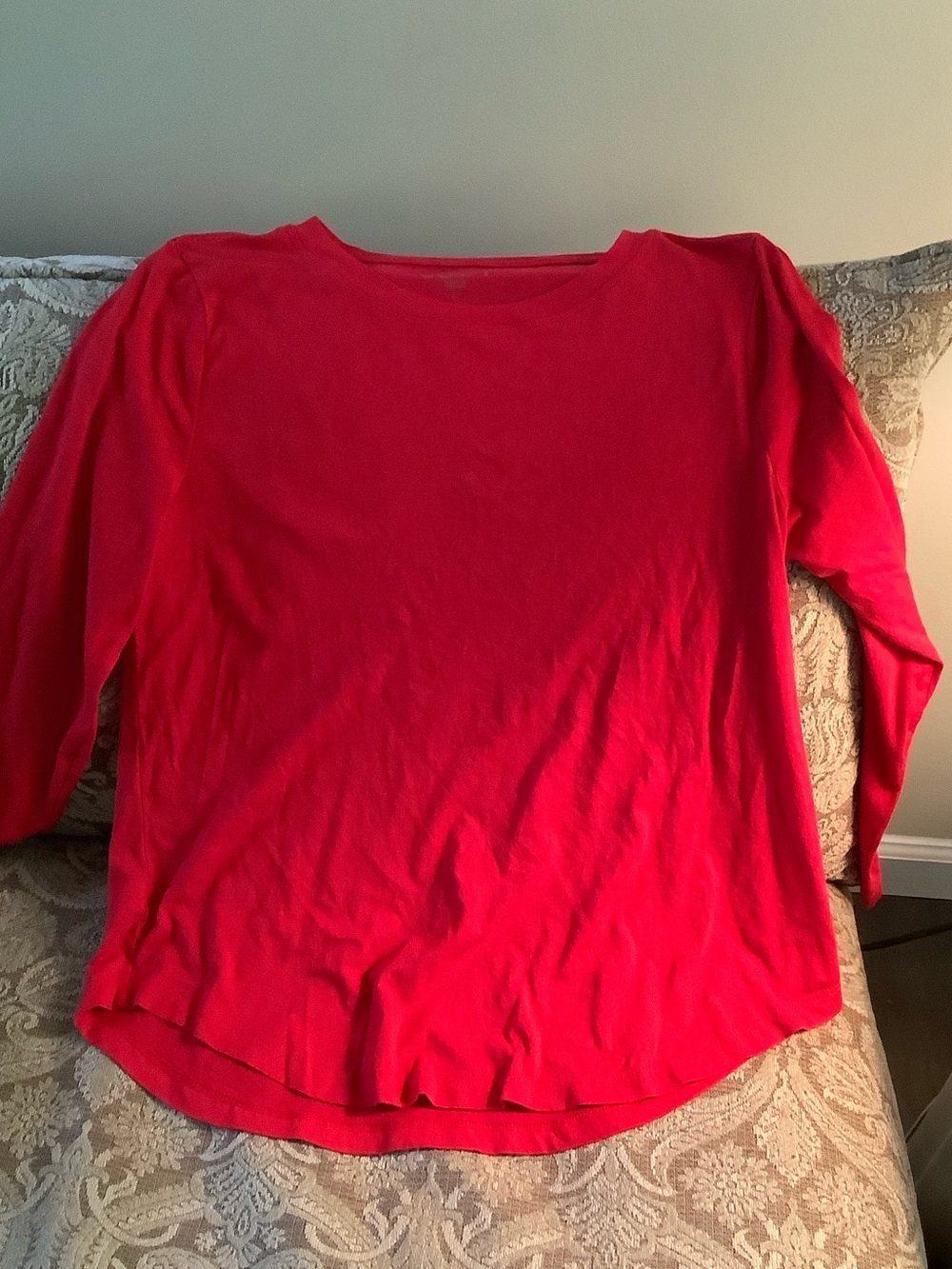 LOFT Bright Red Long Sleeve Crewneck Top